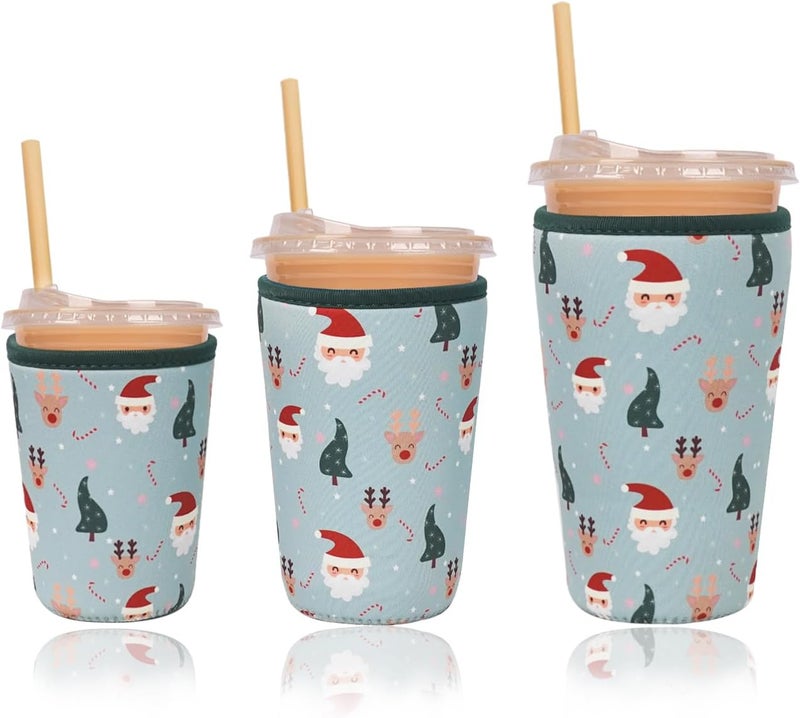 Haevola Christmas Gift for Women, Men, Grandkids, Xmas Iced Coffee Sleeve, Drink Sleeve for Cold & Hot Beverages, Reusable Cup Insulated Holder - Image 1